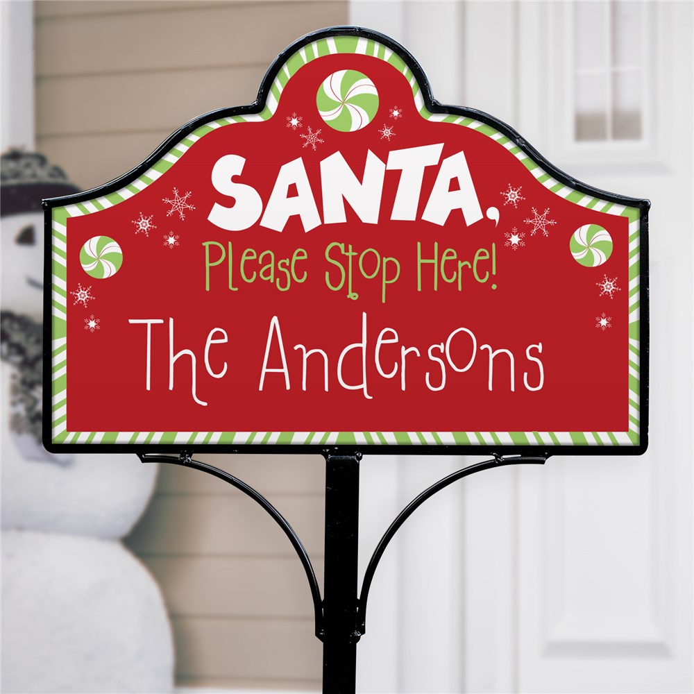 Santa Stop Here Sign | Personalized Christmas Signs