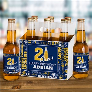 Personalized 21st Birthday Crew Word Art Beer Labels and Carrier Set