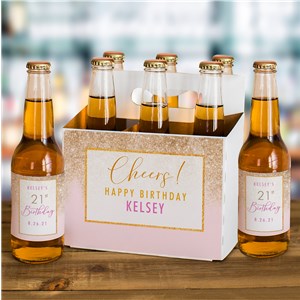 Personalized Cheers Glitter Frame Beer Labels and Carrier Set