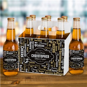 Personalized Cheers to You Word Art Beer Labels and Carrier Set