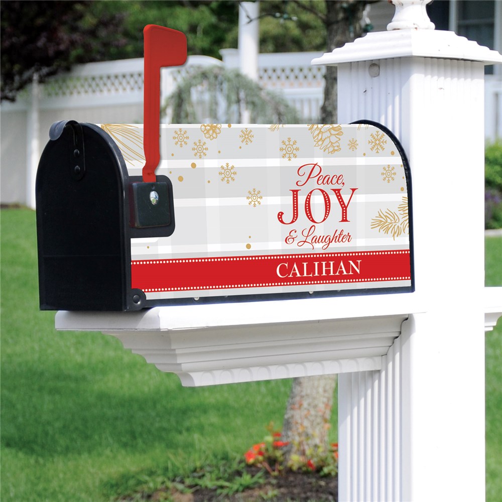 Personalized Peace Joy & Laughter Christmas Mailbox Cover