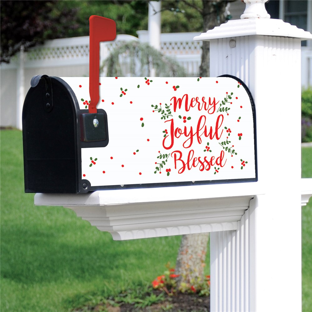 Personalized Merry Joyful Blessed Christmas Mailbox Cover