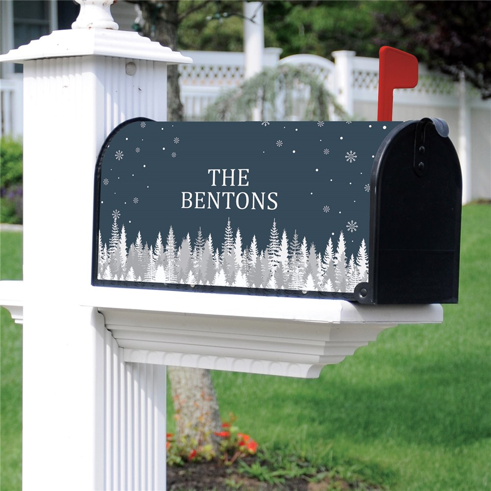 Personalized Winter Scene Mailbox Cover