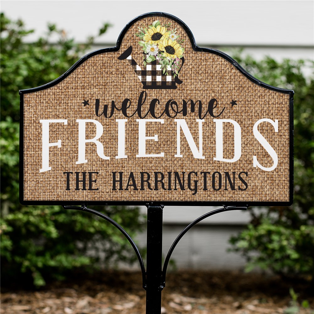 Personalized Welcome Friends Magnetic Yard Sign