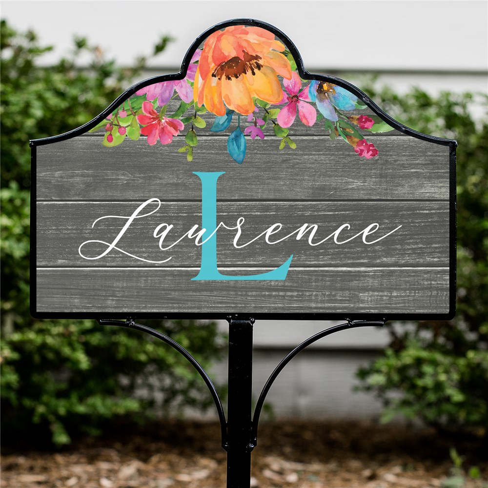 Personalized Rustic Florals Magnetic Yard Sign