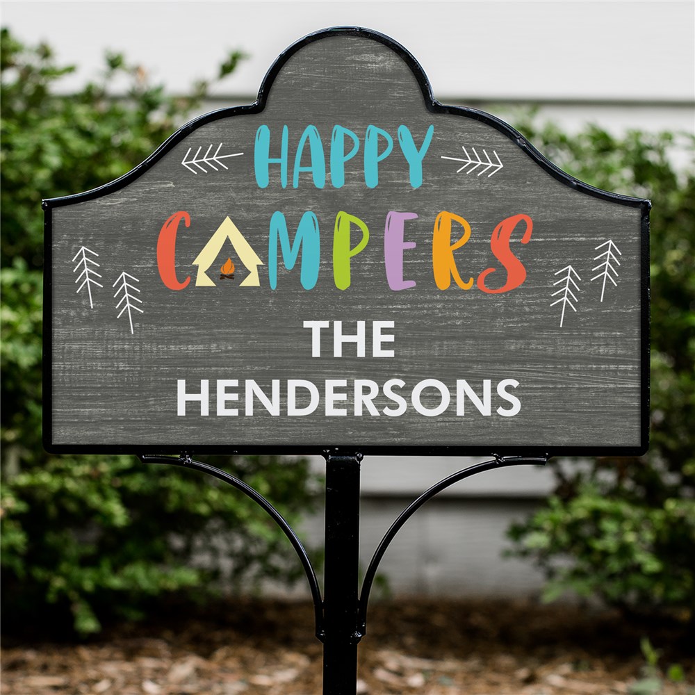 Personalized Happy Campers Magnetic Yard Sign