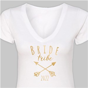 Personalized Bride Tribe White V-Neck T-Shirt | Personalized T-shirts