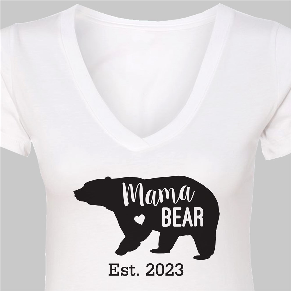 Personalized Mama Bear V-Neck T-Shirt | Personalized Mom Shirt