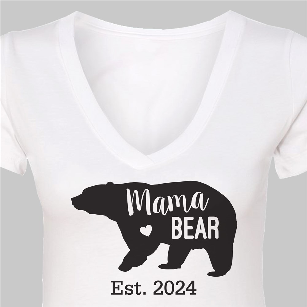 Personalized Mama Bear V-Neck T-Shirt | Personalized Mom Shirt
