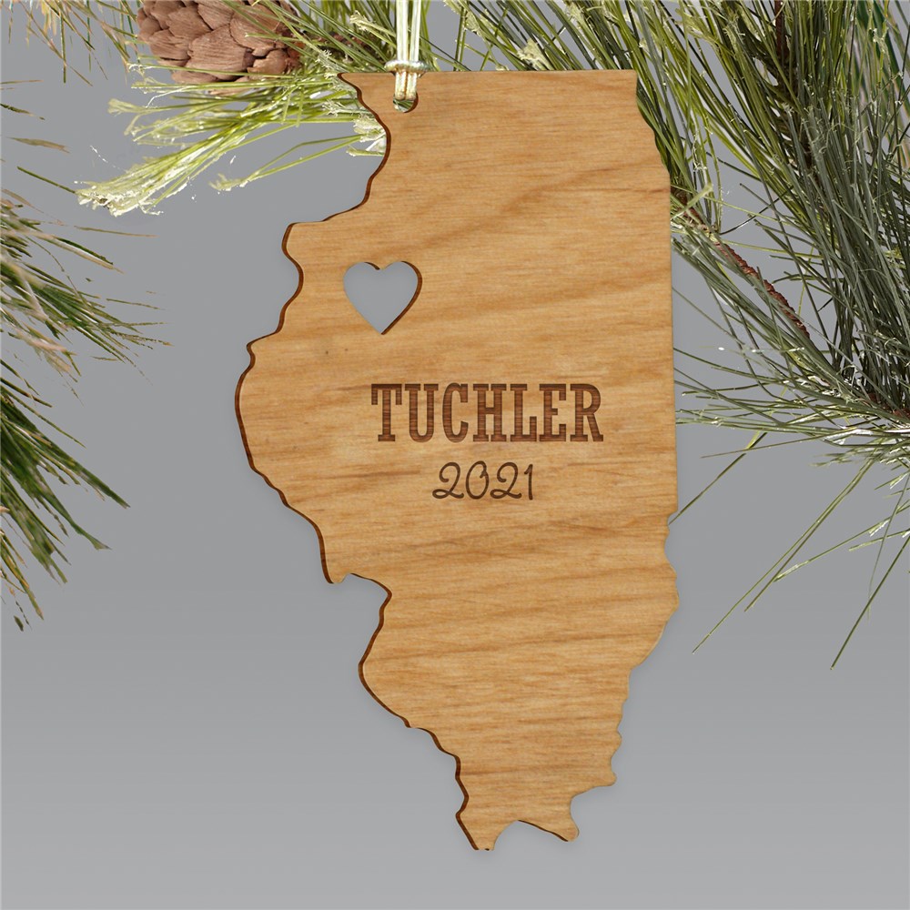 Engraved State Shape Ornament | Customized Christmas Ornament