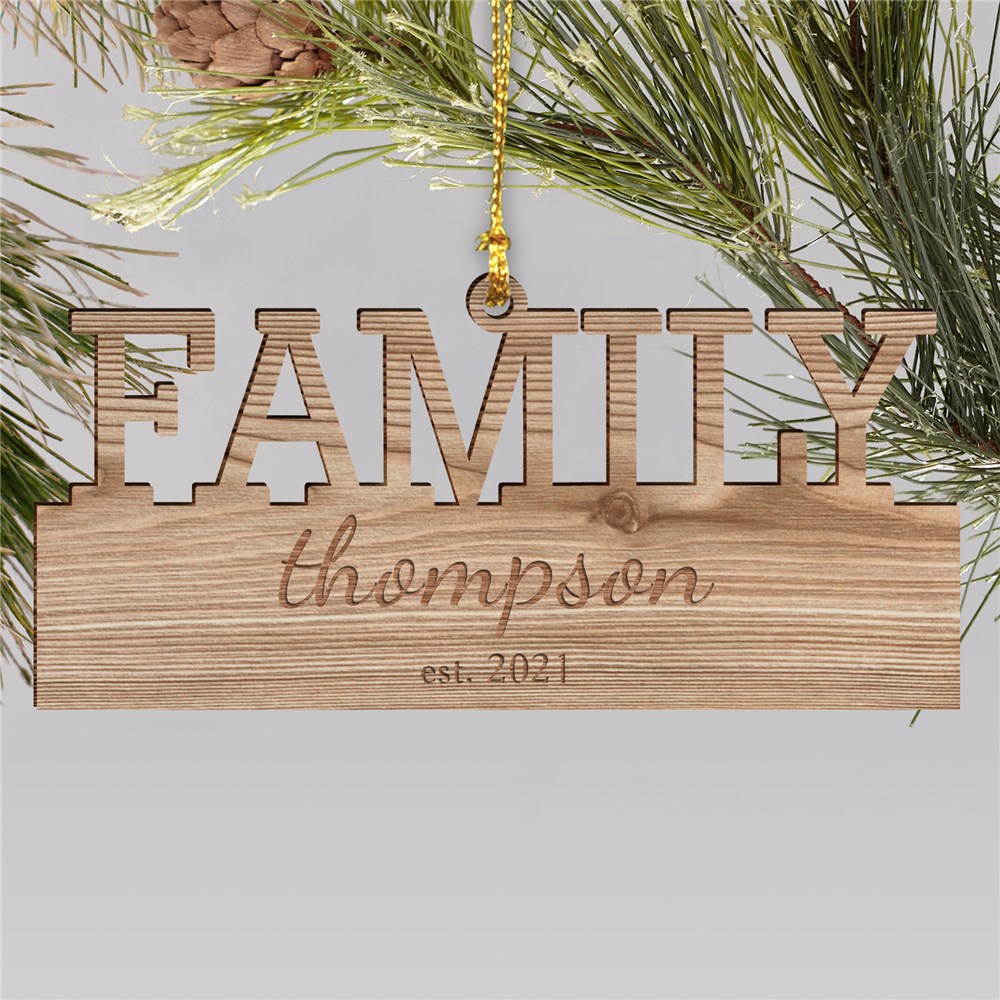 Engraved Family Wood Cut Ornament | Personalized Family Christmas Ornaments