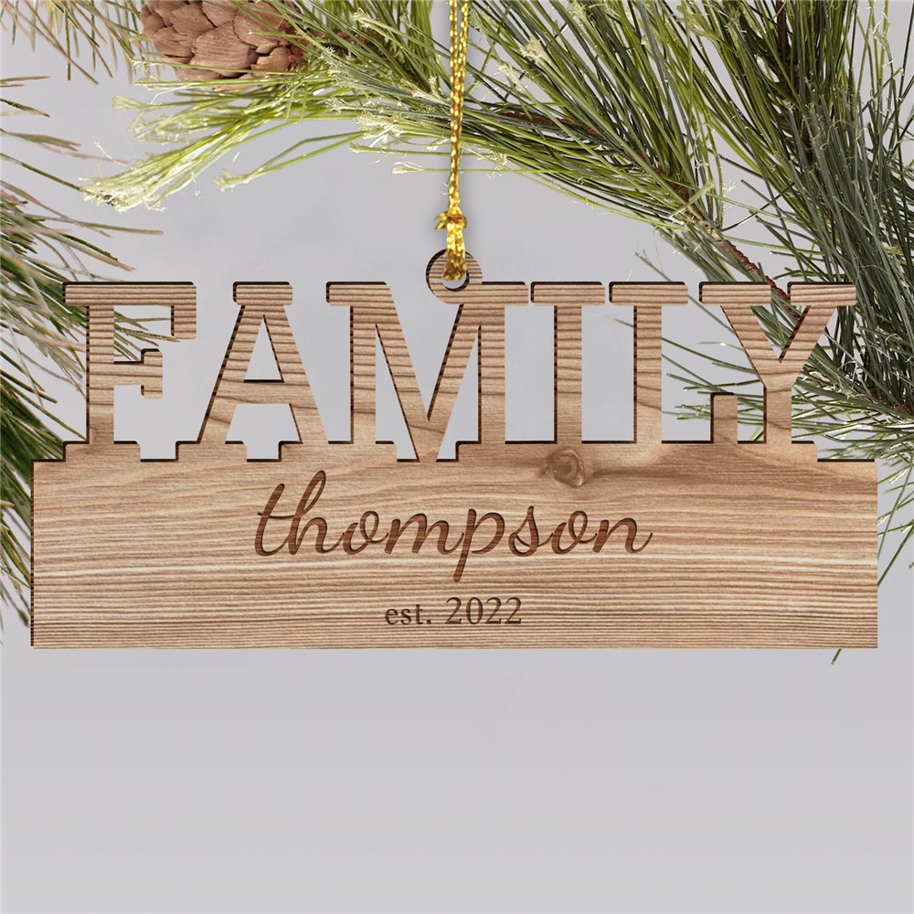 Engraved Family Wood Cut Ornament | Personalized Family Christmas Ornaments