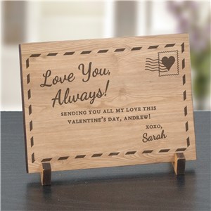 Engraved Love You Always Wood Postcard | Personalized Valentine's Day Presents