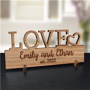 Engraved LOVE Wood Plaque | Customized Valentine's Day Gifts