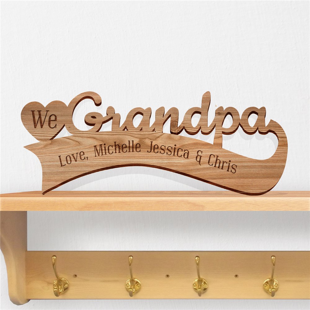 Engraved We Heart Grandpa Wood Plaque | Engraved Father's Day Gifts For Grandpa