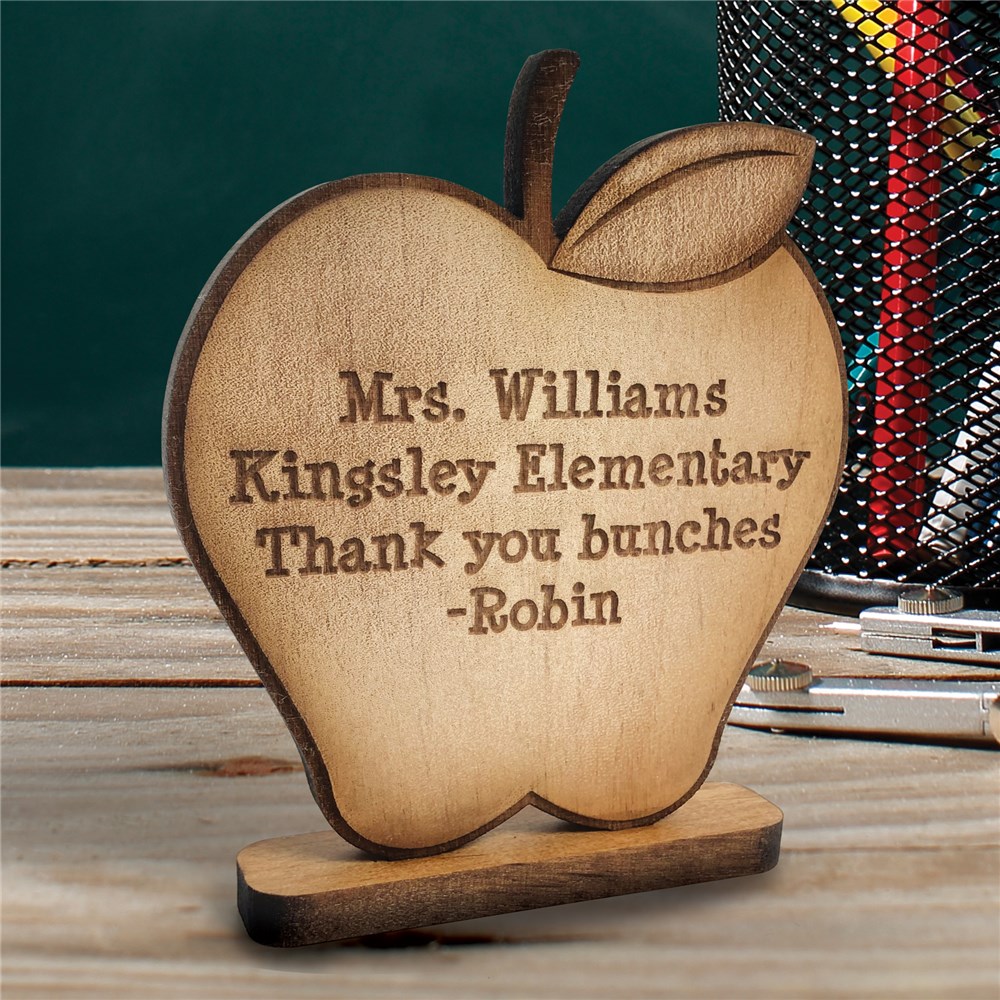 Engraved Wooden Apple | Personalized Teacher Keepsake