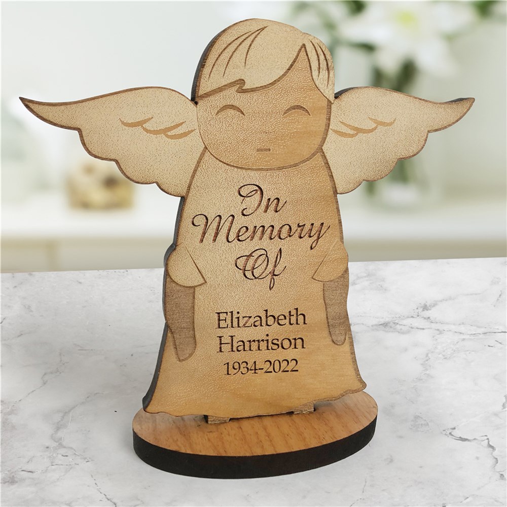 Engraved Angel | Personalized Wooden Angel Memorial