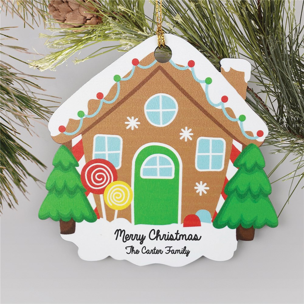 Personalized Gingerbread House Wooden Ornament GiftsForYouNow