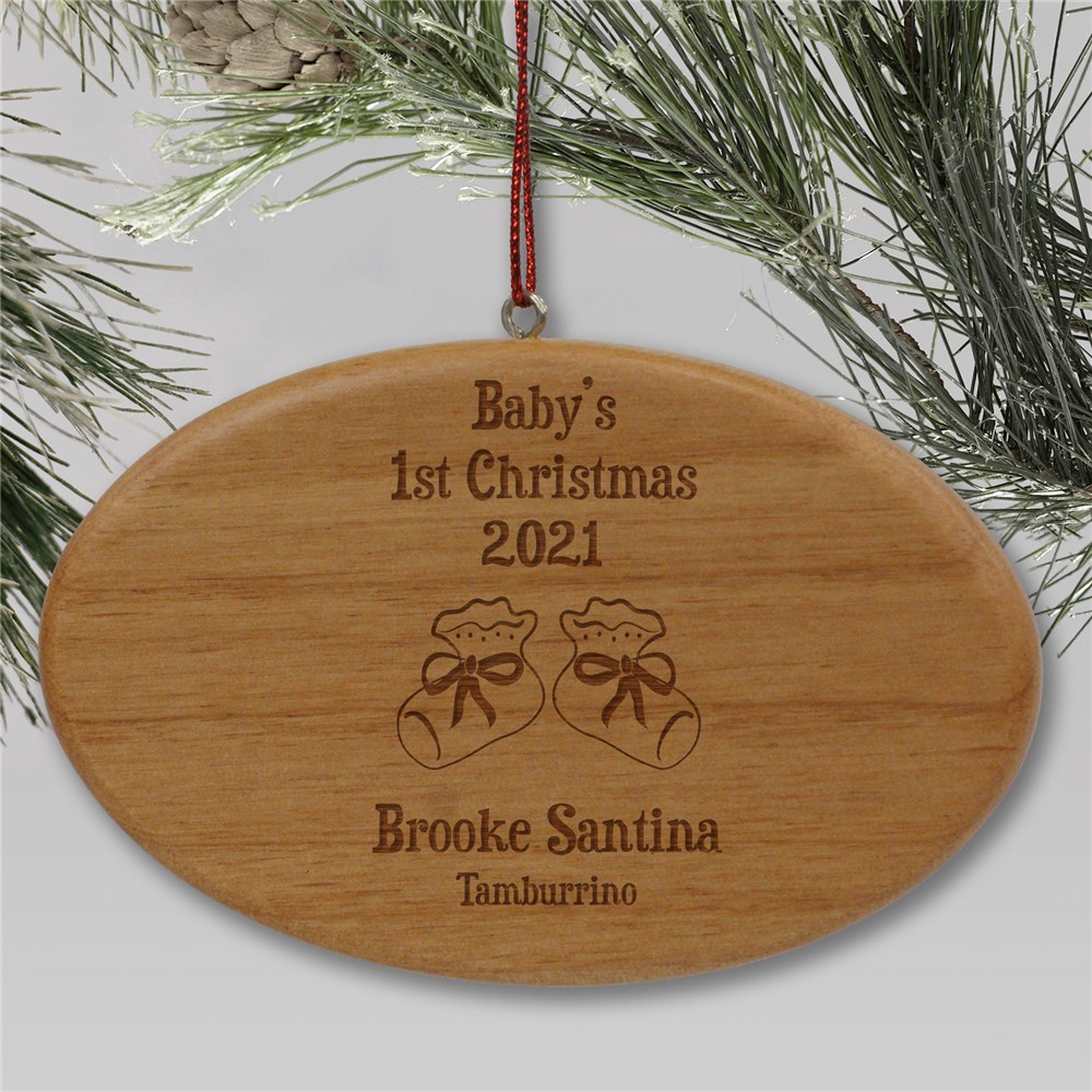 Engraved Baby's First Christmas Ornament | Wood | Baby's First Christmas Ornaments