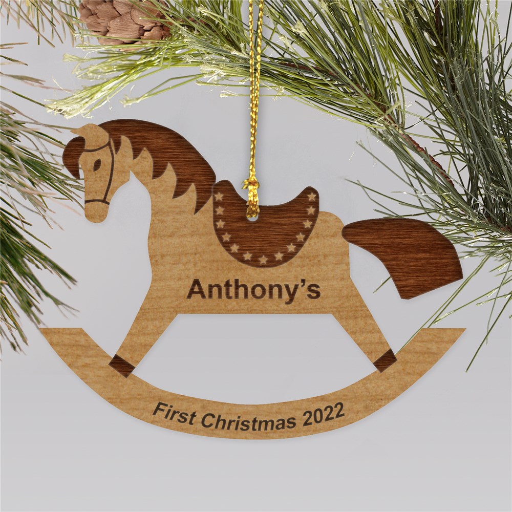 Personalized Rocking Horse Wood Ornament | Personalized Christmas Ornaments For Kids
