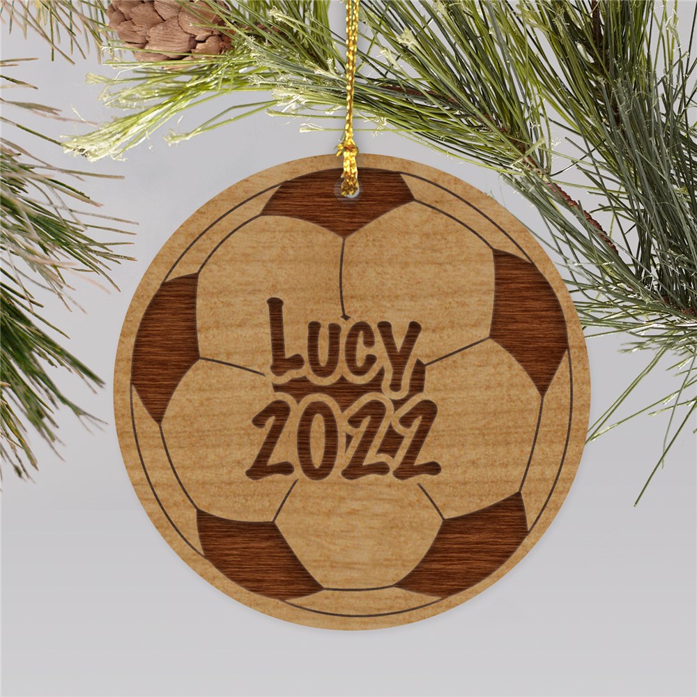 Personalized Soccer Wooden Christmas Ornament