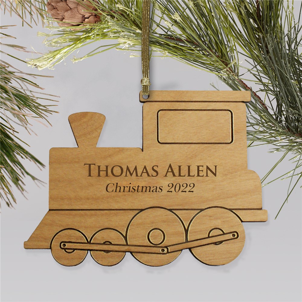 Personalized Train Ornament | Wood | Personalized Christmas Ornaments for Kids