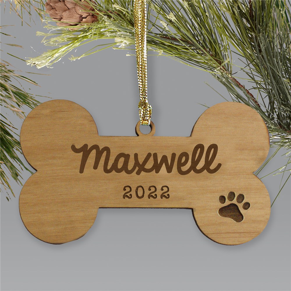 Personalized Dog Bone Wooden Ornament | Personalized Pet Ornaments
