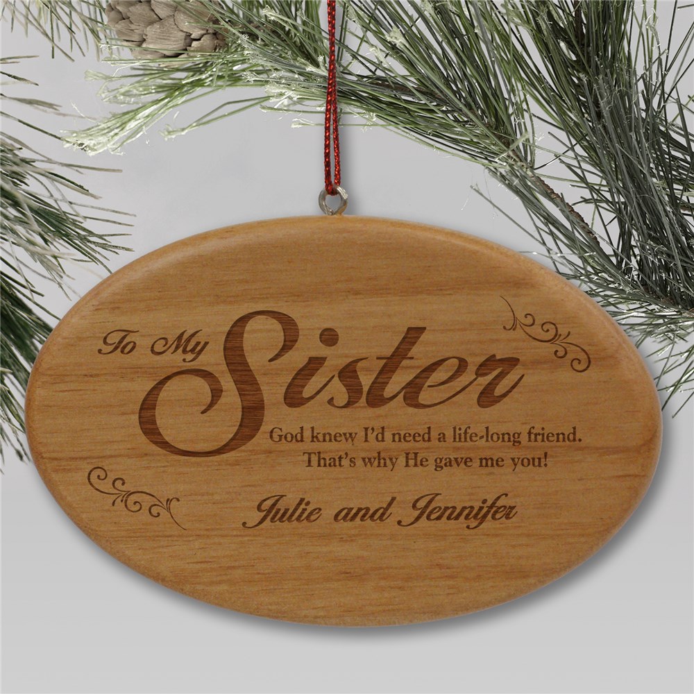 Sisters Are We And Forever We Will Be' Christmas-Tree Pendants-Wooden Xmas Decor