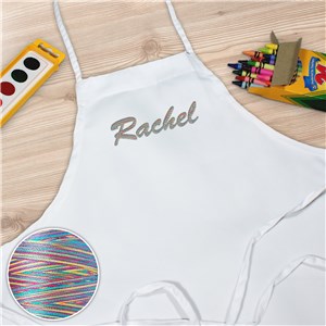 Embroidered Kids' Apron with Name in Rainbow Thread