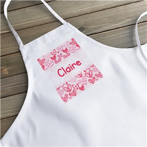 Personalized Pink Hearts Kids Apron | Valentine Gifts For Children