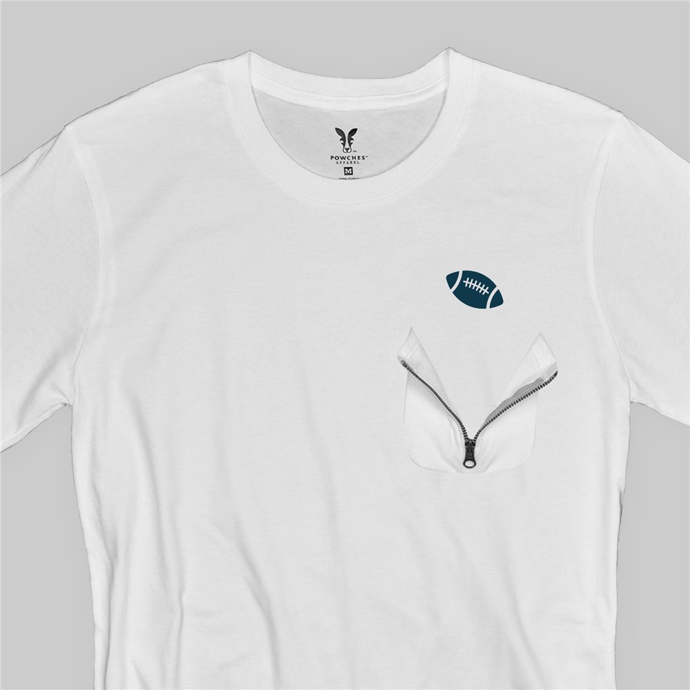 Personalized Football Zipper Pocket T-Shirt 