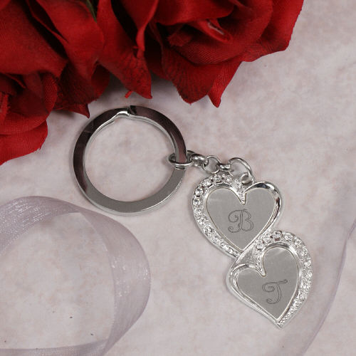 Engraved Double Heart Key Chain | Personalized Valentine’s Day Gifts