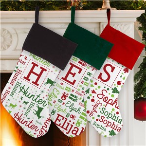 Personalized Elf Watch Word-Art Christmas Stocking u1396684x