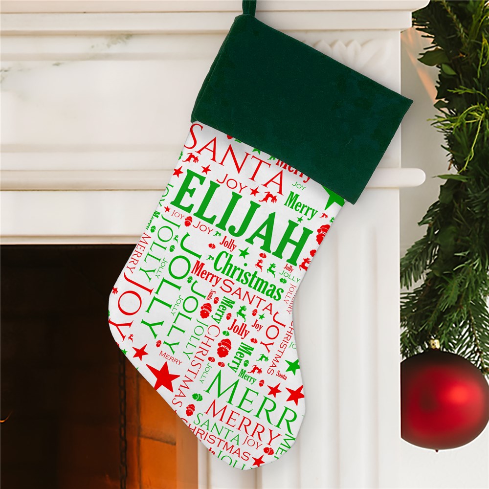 Christmas Word-Art Stocking | Personalized Stocking