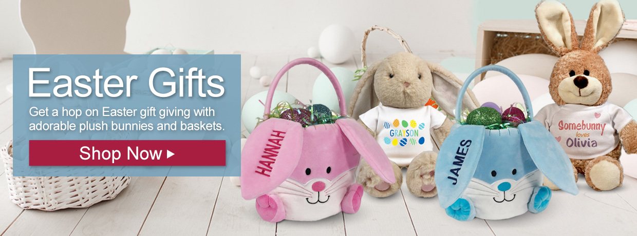 Personalized Easter Gifts with Baskets and Bunnies